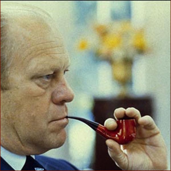 Former US president Gerald Ford: left hand pipe photo